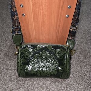 Elegant Green Embossed Faux Leather Bag